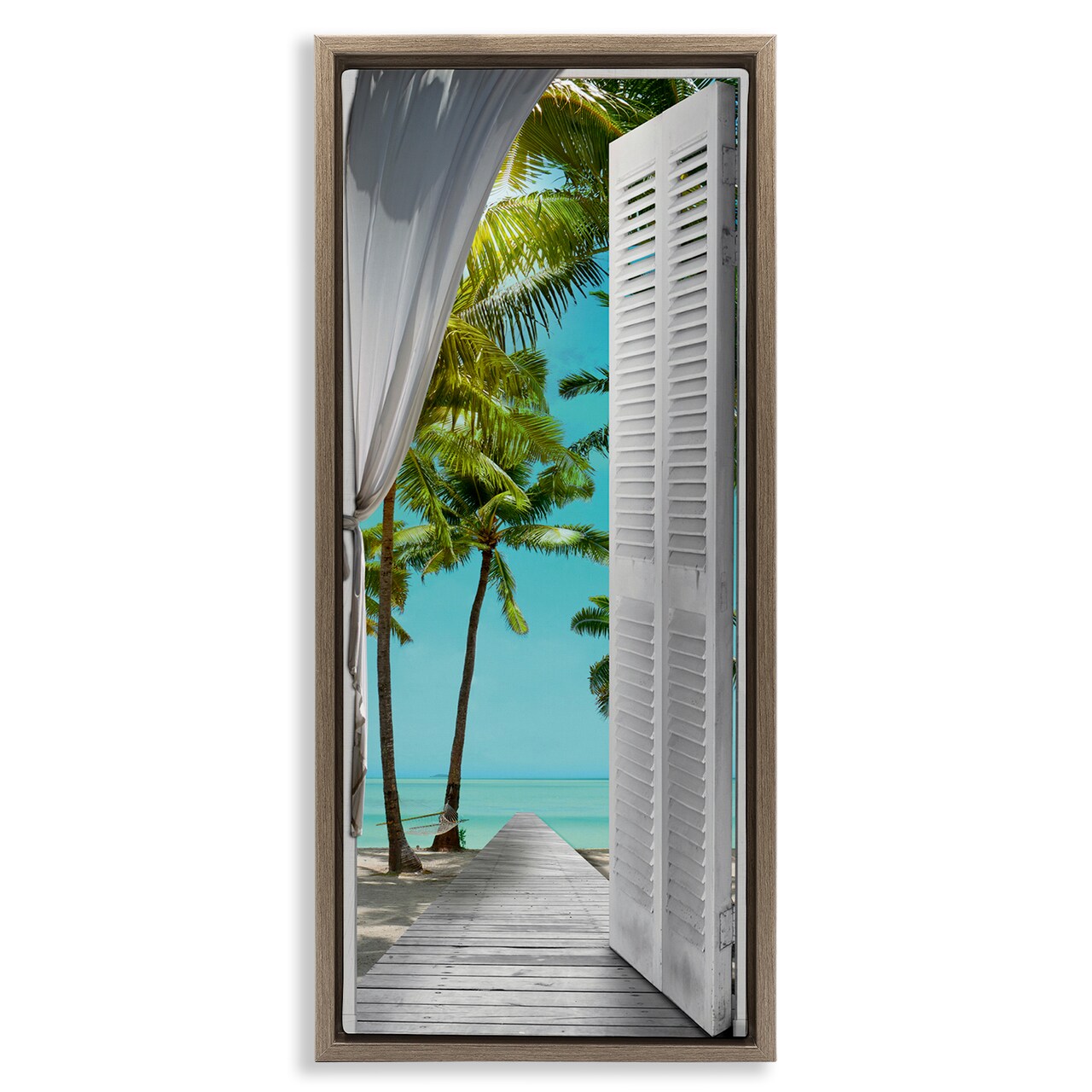 Stupell Industries Tropical Beach Villa View Framed Floater Canvas Wall Art Design by Reinders